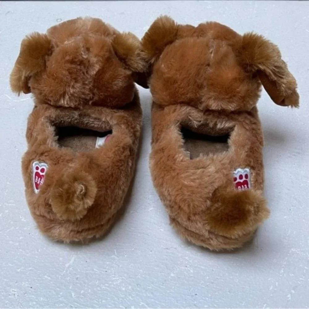 Build A Bear Dog Slippers Kids Small Puppy Dog Stuffed Animal Cozy Comfort Soft